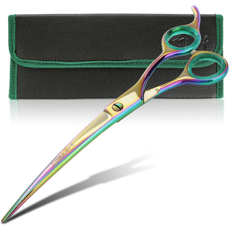 Sharf Rainbow 8.5 Inch Curved Dog Grooming Scissors - Trusted Brand - Premium Steel Professional Dog Grooming Scissors - Ergonomic Design - Image 4